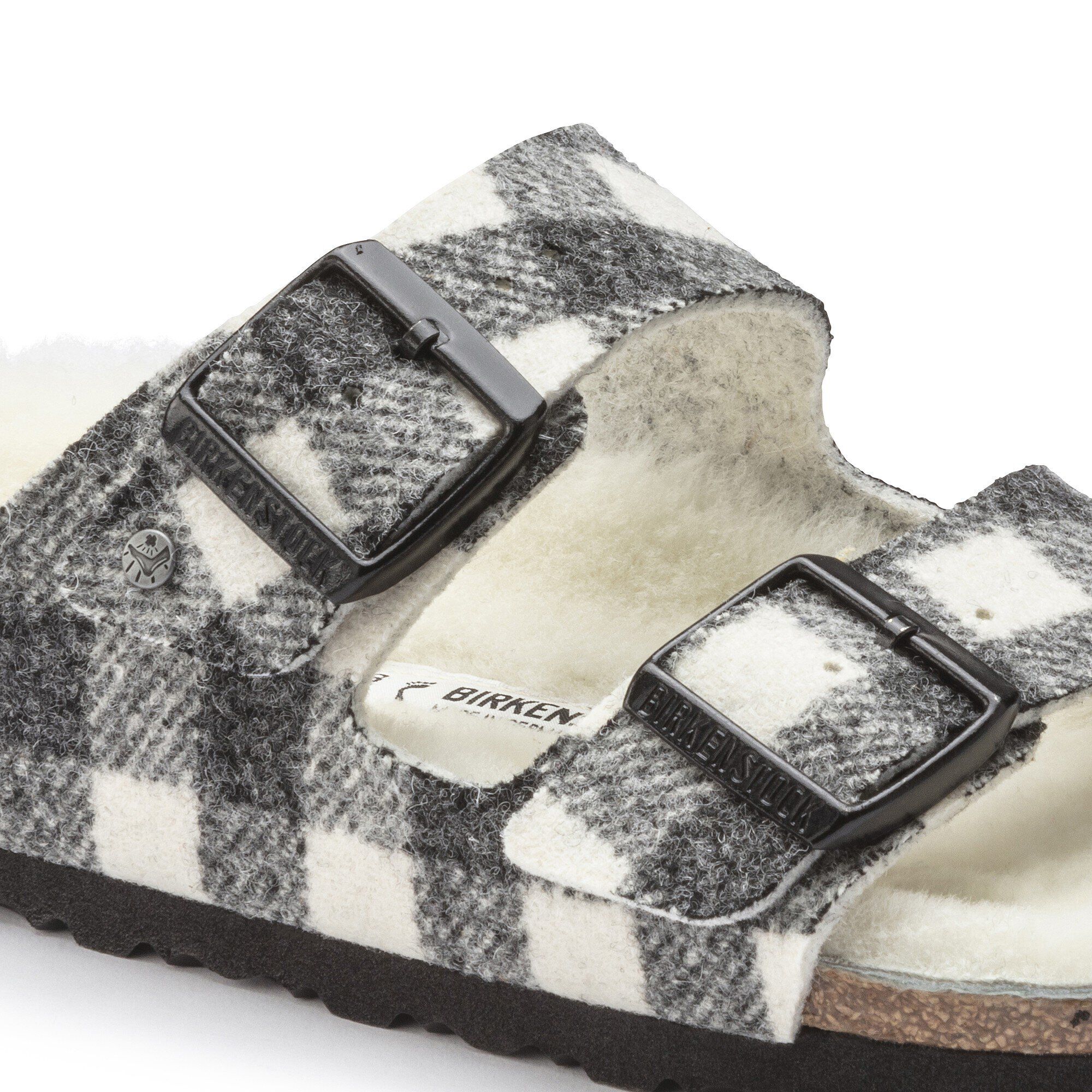 Arizona Shearling Suede Leather-Shearling Plaid White - Image 8