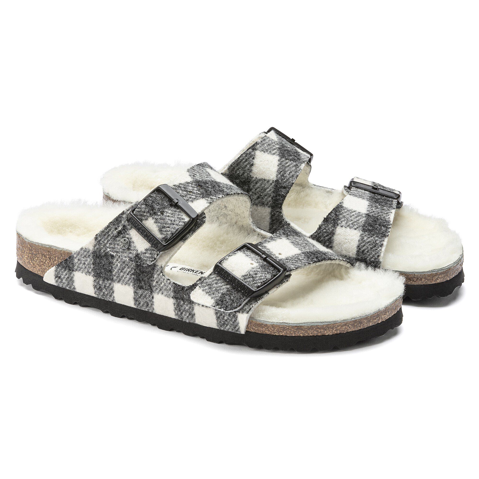 Arizona Shearling Suede Leather-Shearling Plaid White - Image 7