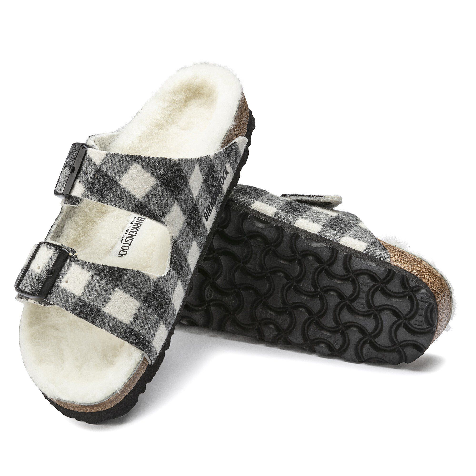 Arizona Shearling Suede Leather-Shearling Plaid White - Image 5