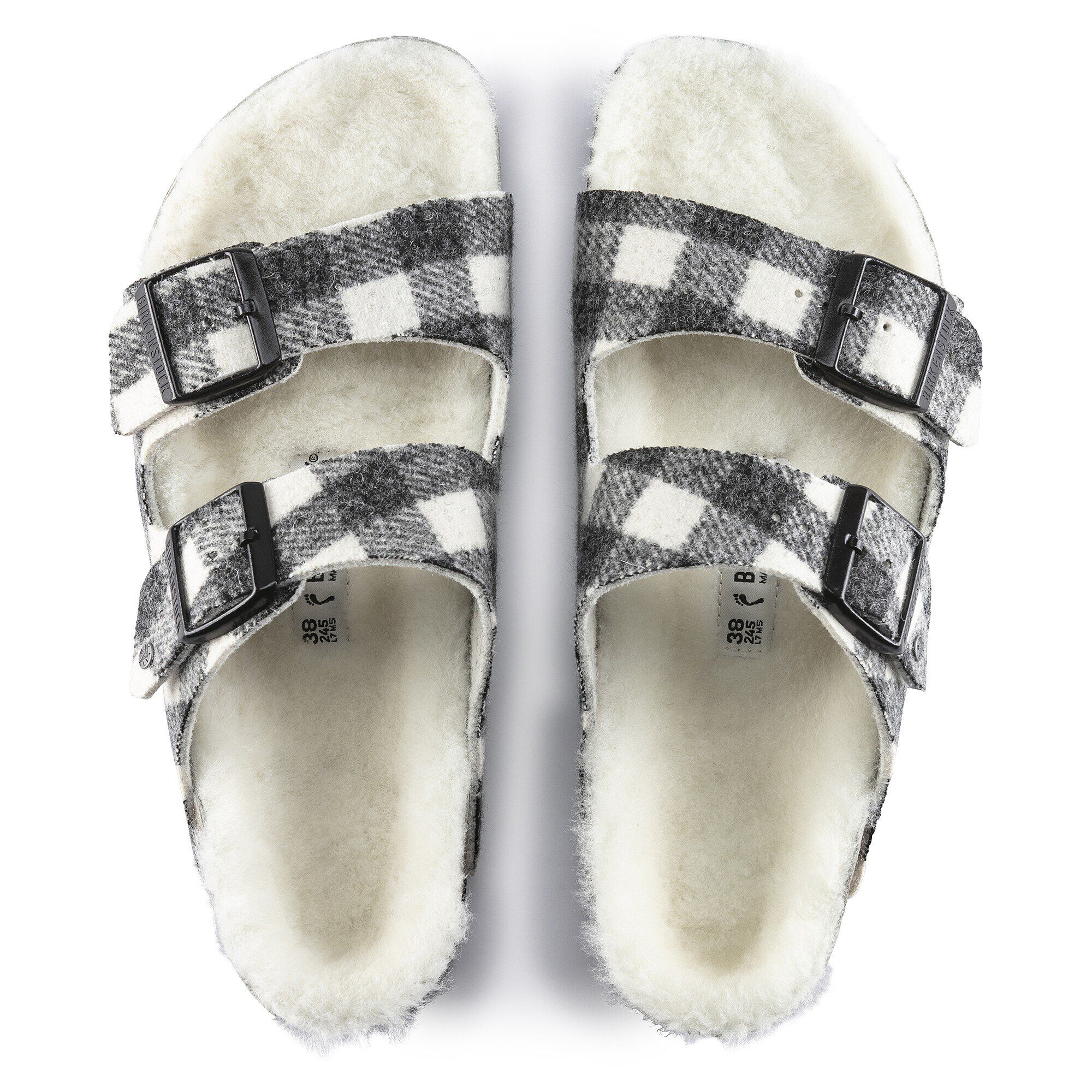 Arizona Shearling Suede Leather-Shearling Plaid White - Image 2