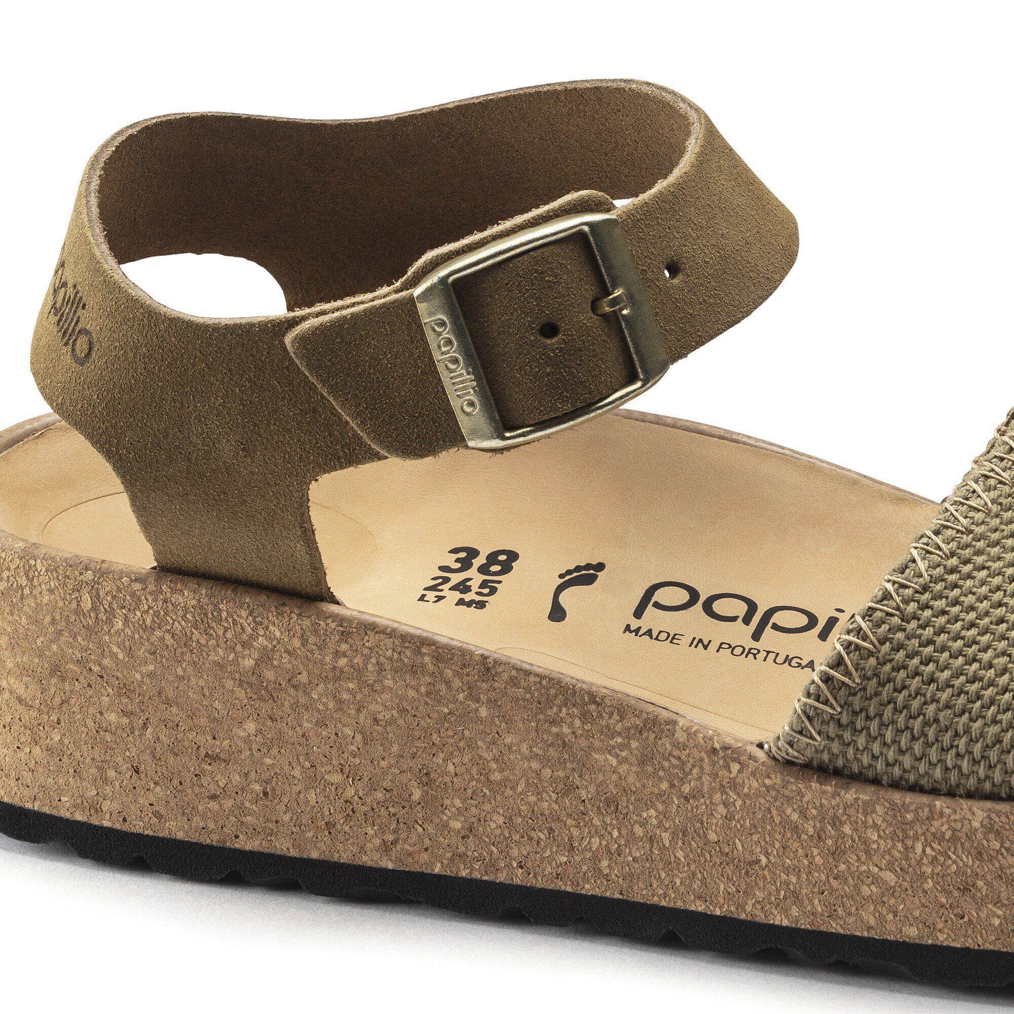 Glenda Suede Leather-Textile Faded Khaki - Image 5