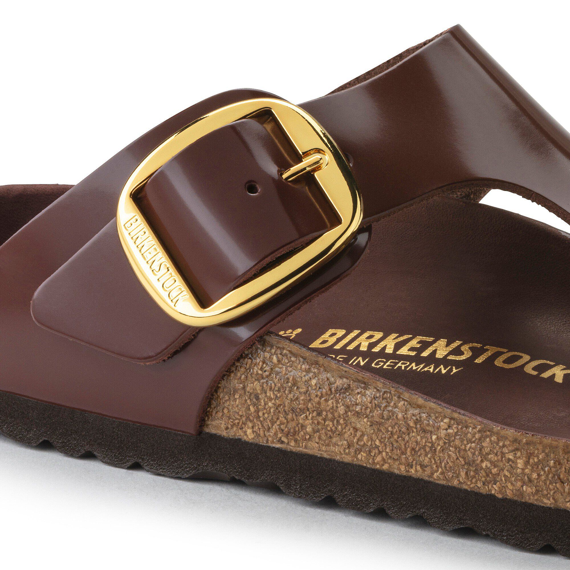 Gizeh Big Buckle Natural Leather Patent High Shine Chocolate - Image 5