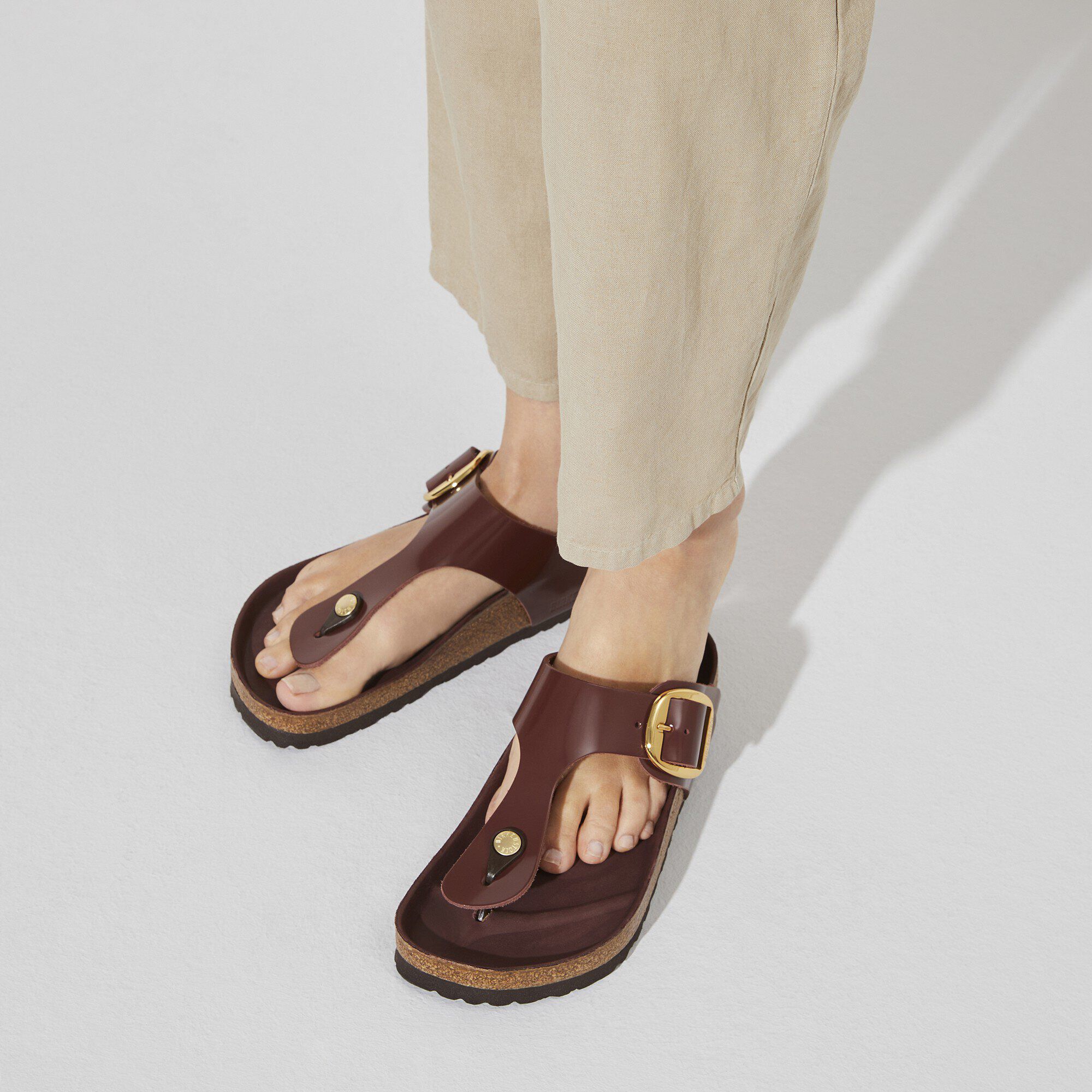Gizeh Big Buckle Natural Leather Patent High Shine Chocolate - Image 7