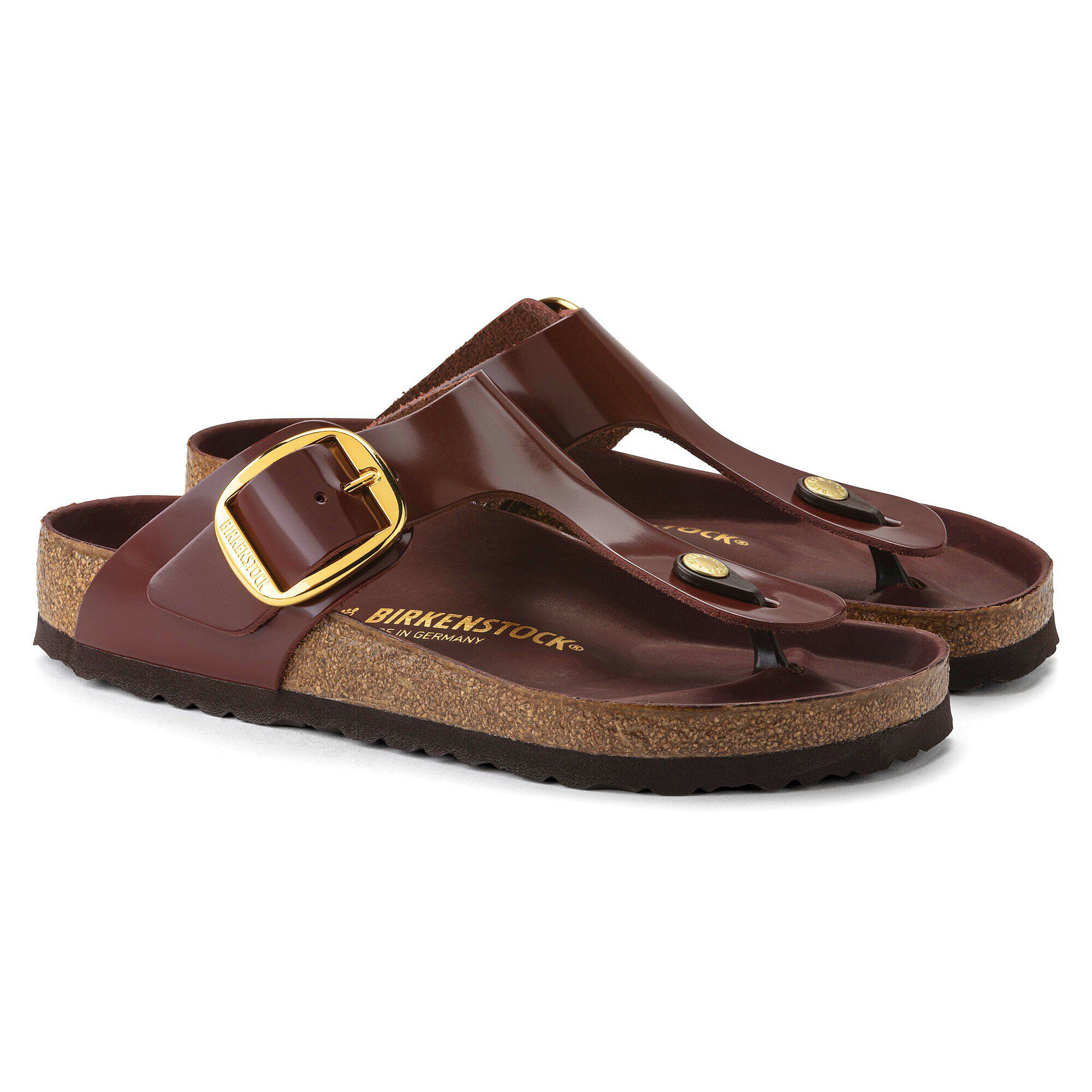 Gizeh Big Buckle Natural Leather Patent High Shine Chocolate - Image 6