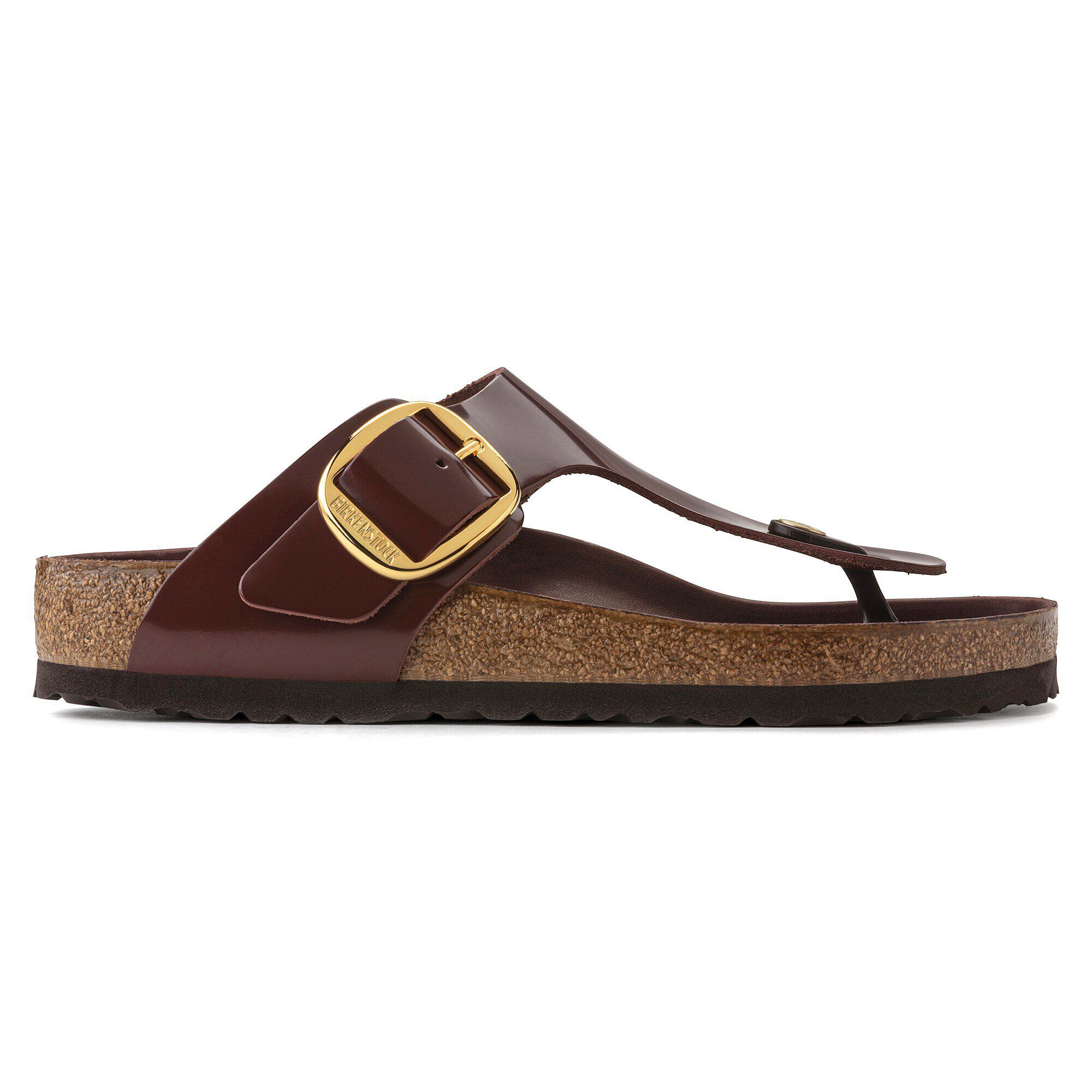 Gizeh Big Buckle Natural Leather Patent High Shine Chocolate - Image 3
