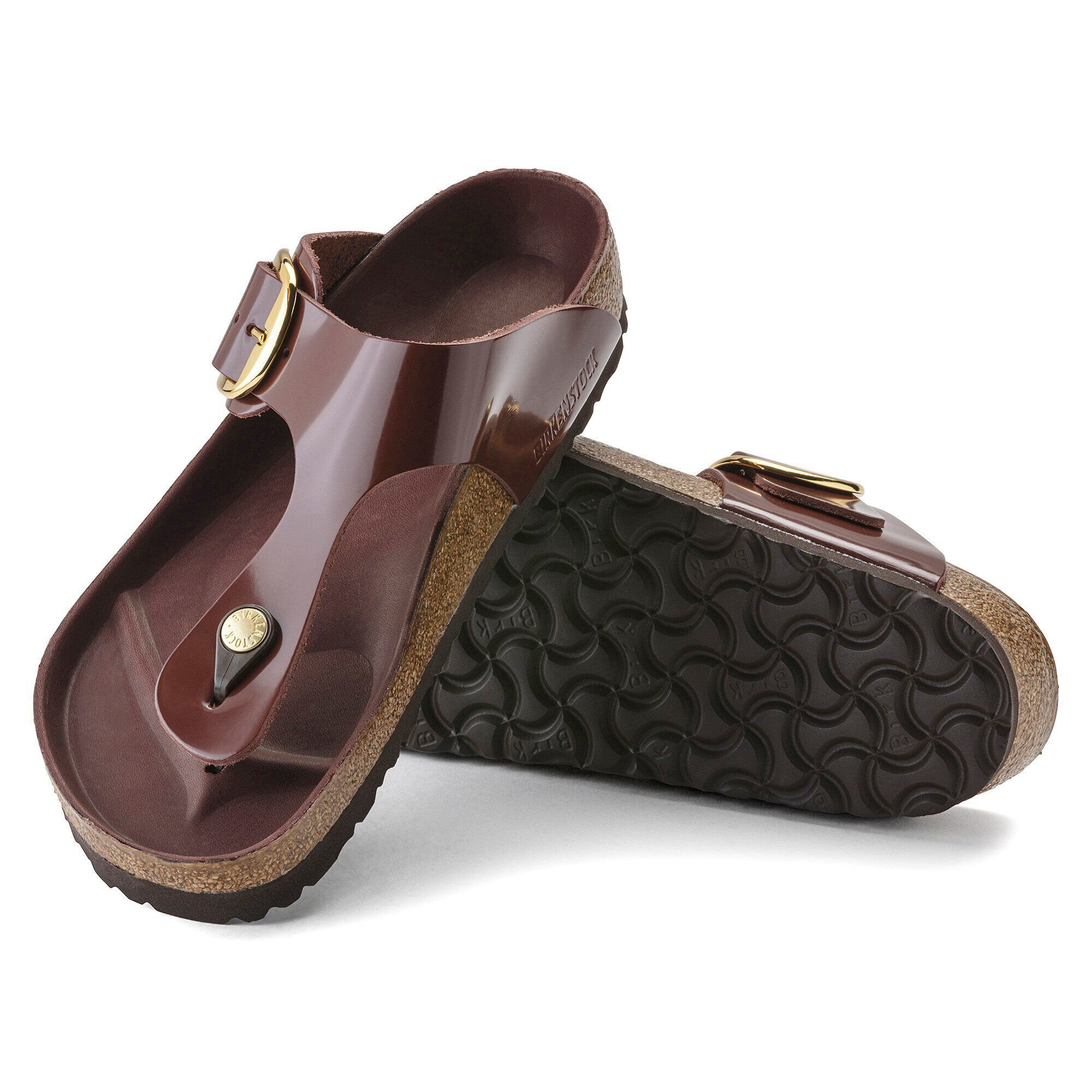Gizeh Big Buckle Natural Leather Patent High Shine Chocolate - Image 9
