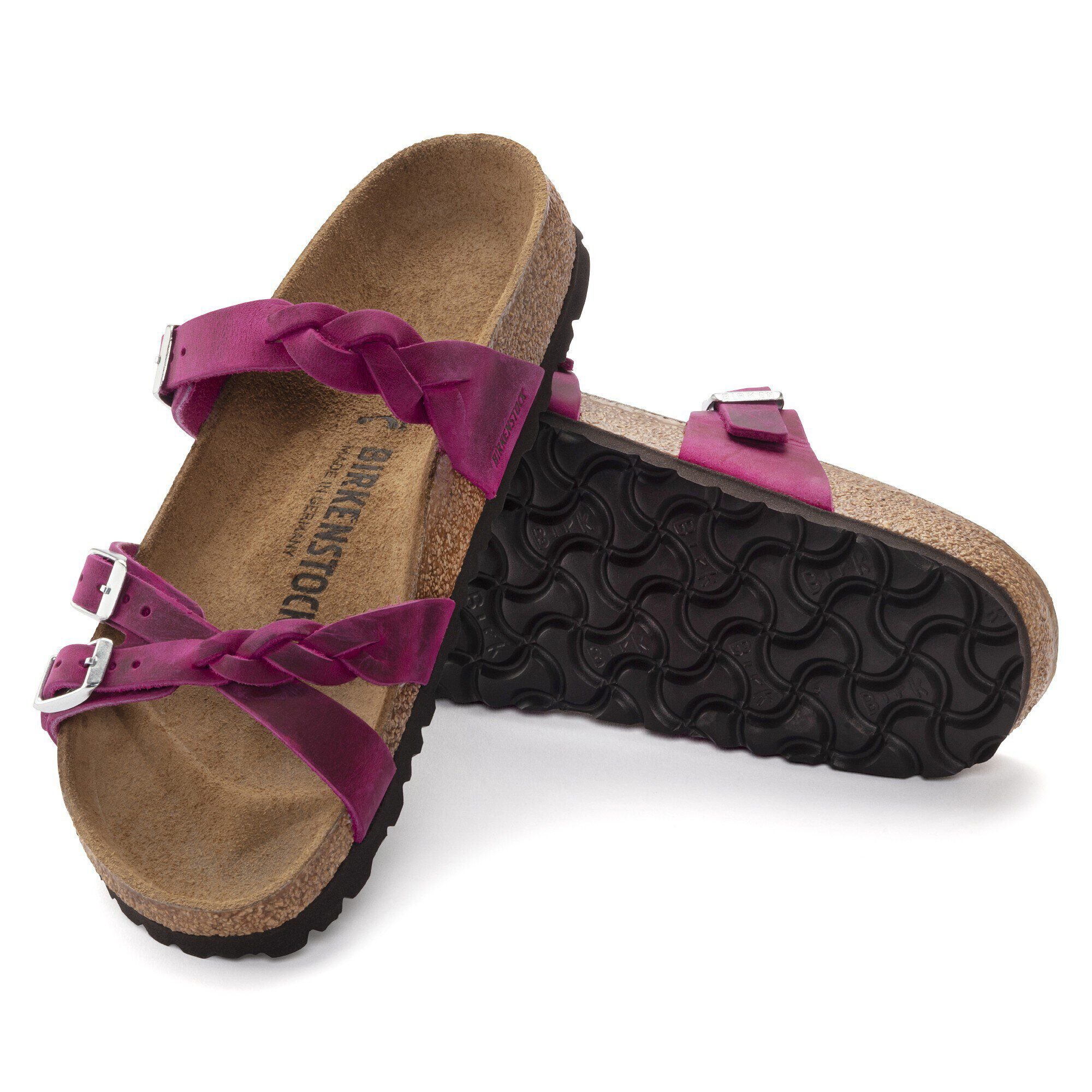 Franca Braided Oiled Leather Festival Fuchsia - Image 6