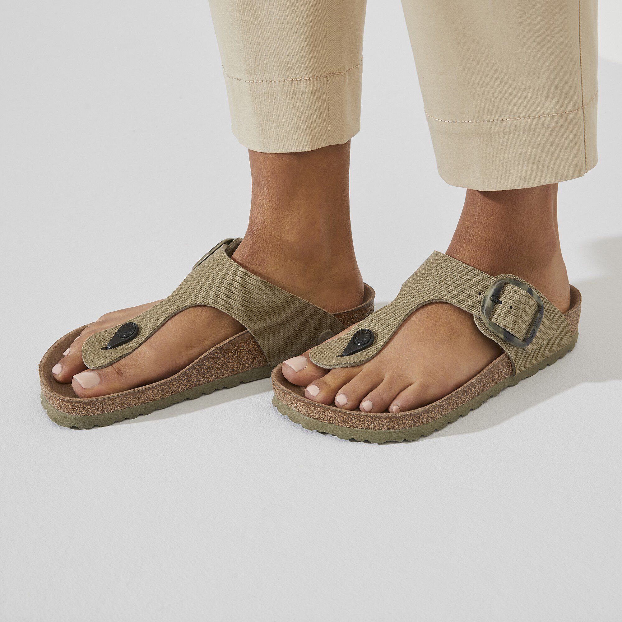 Gizeh Vegan Big Buckle Textile Faded Khaki - Image 6