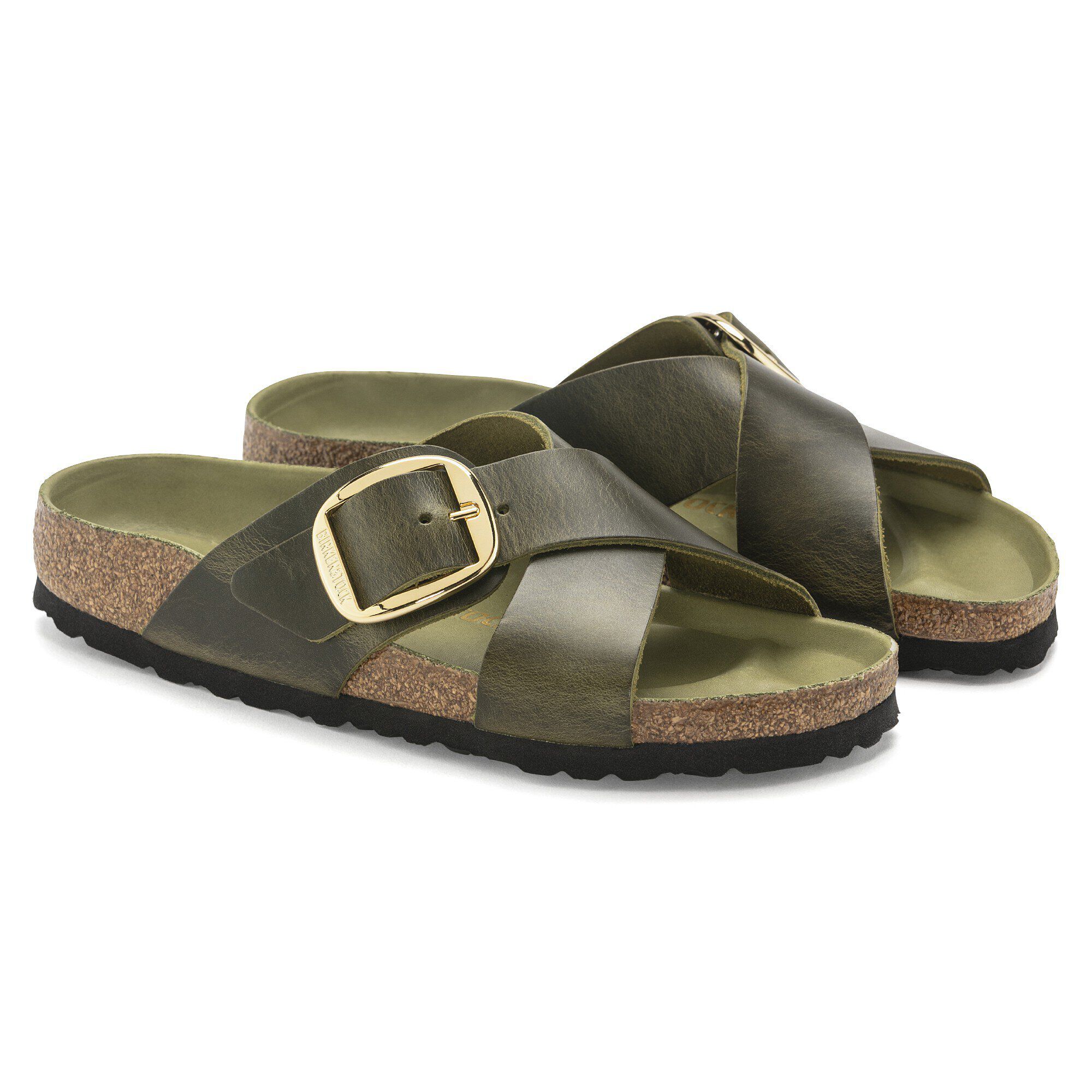 Siena Big Buckle Oiled Leather Olive Green - Image 6