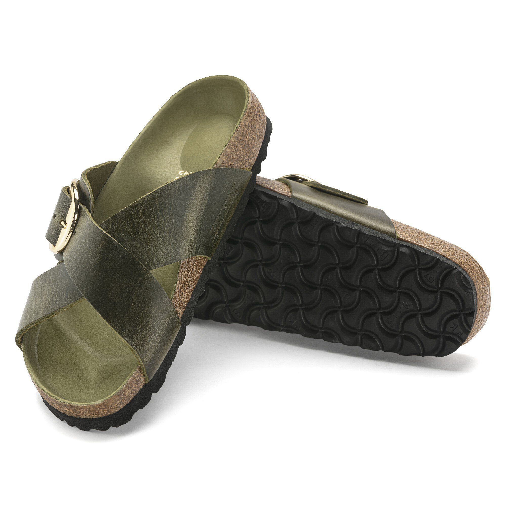 Siena Big Buckle Oiled Leather Olive Green - Image 9