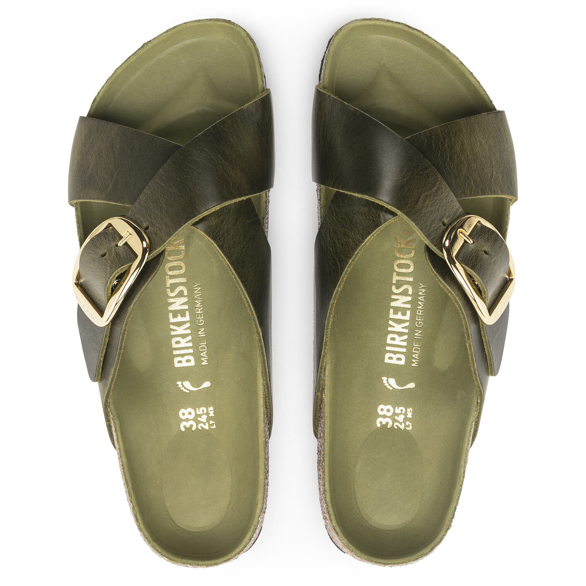 Siena Big Buckle Oiled Leather Olive Green - Image 2
