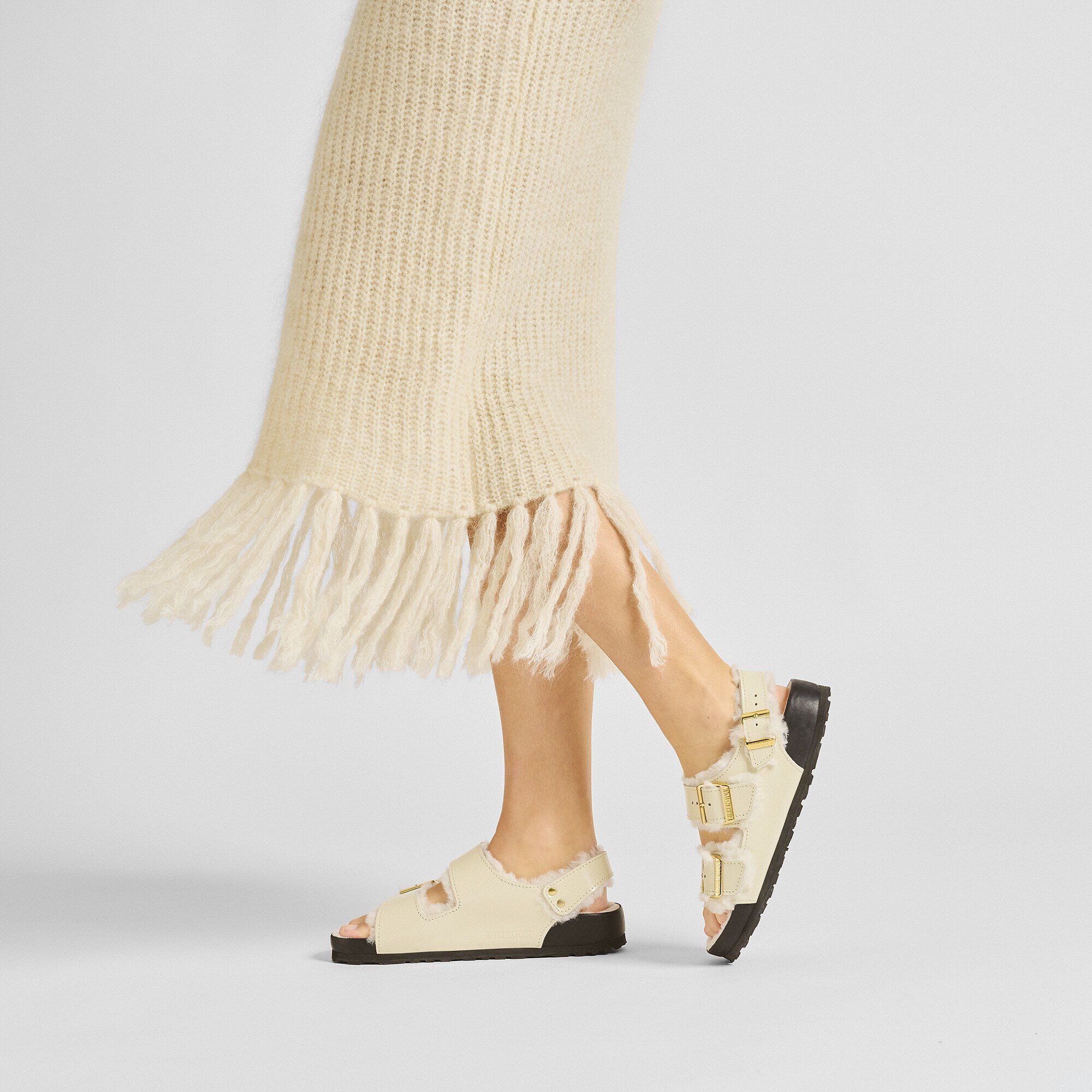 Milano Shearling Natural Leather-Shearling High Shine Ecru - Image 6