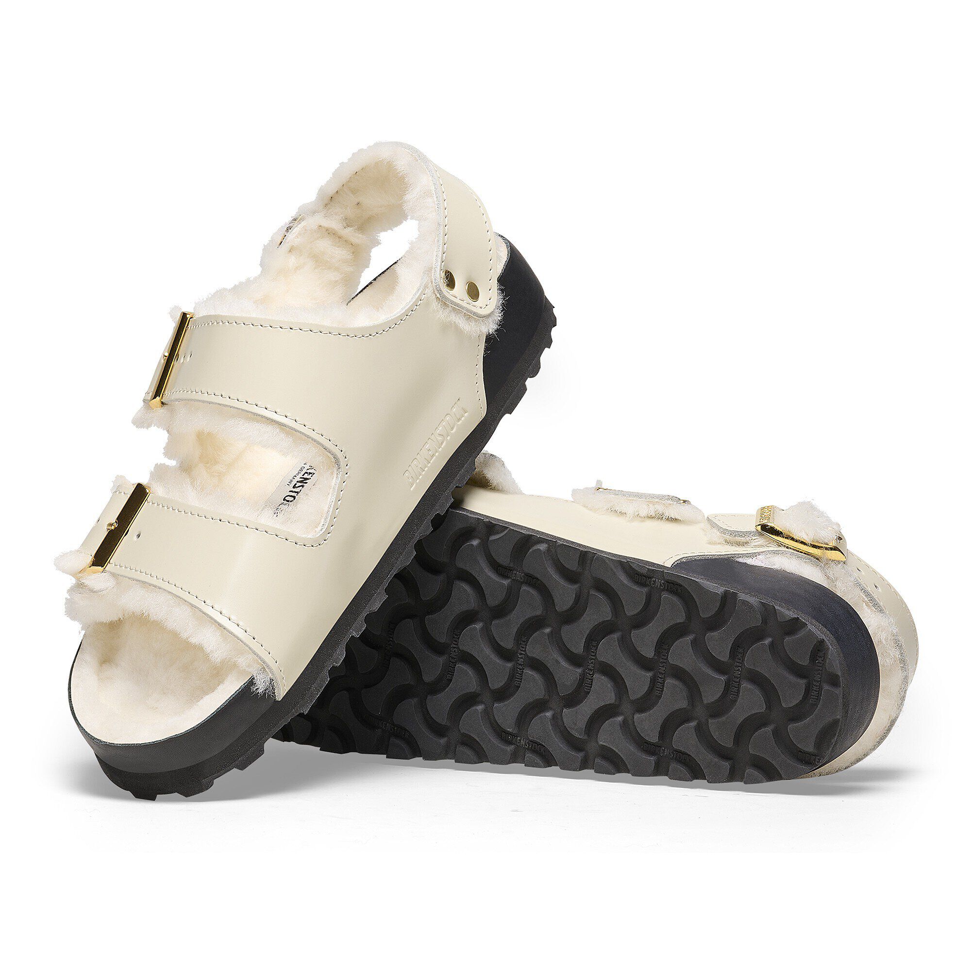 Milano Shearling Natural Leather-Shearling High Shine Ecru - Image 8