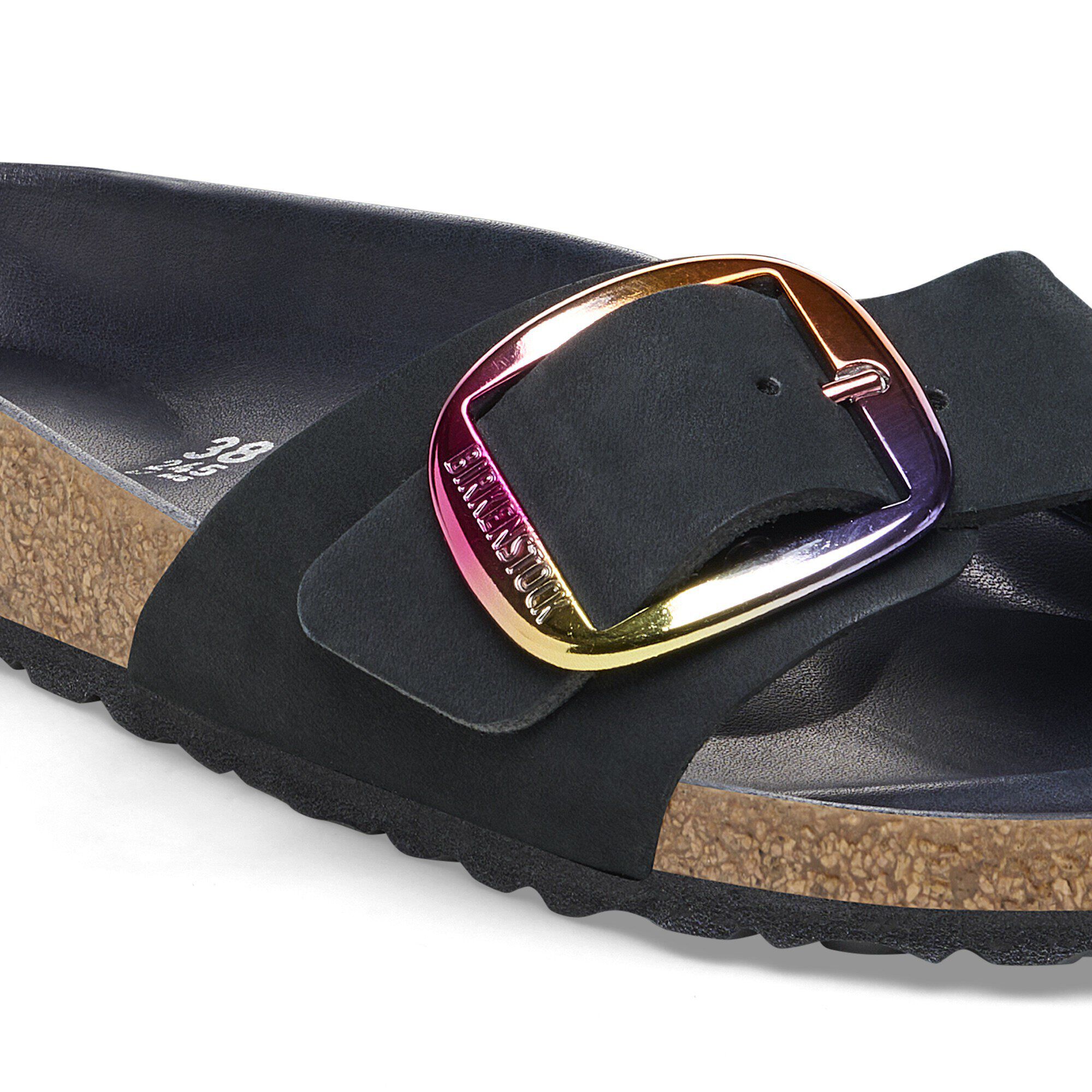 Madrid Big Buckle Nubuck Leather Black - Image 5