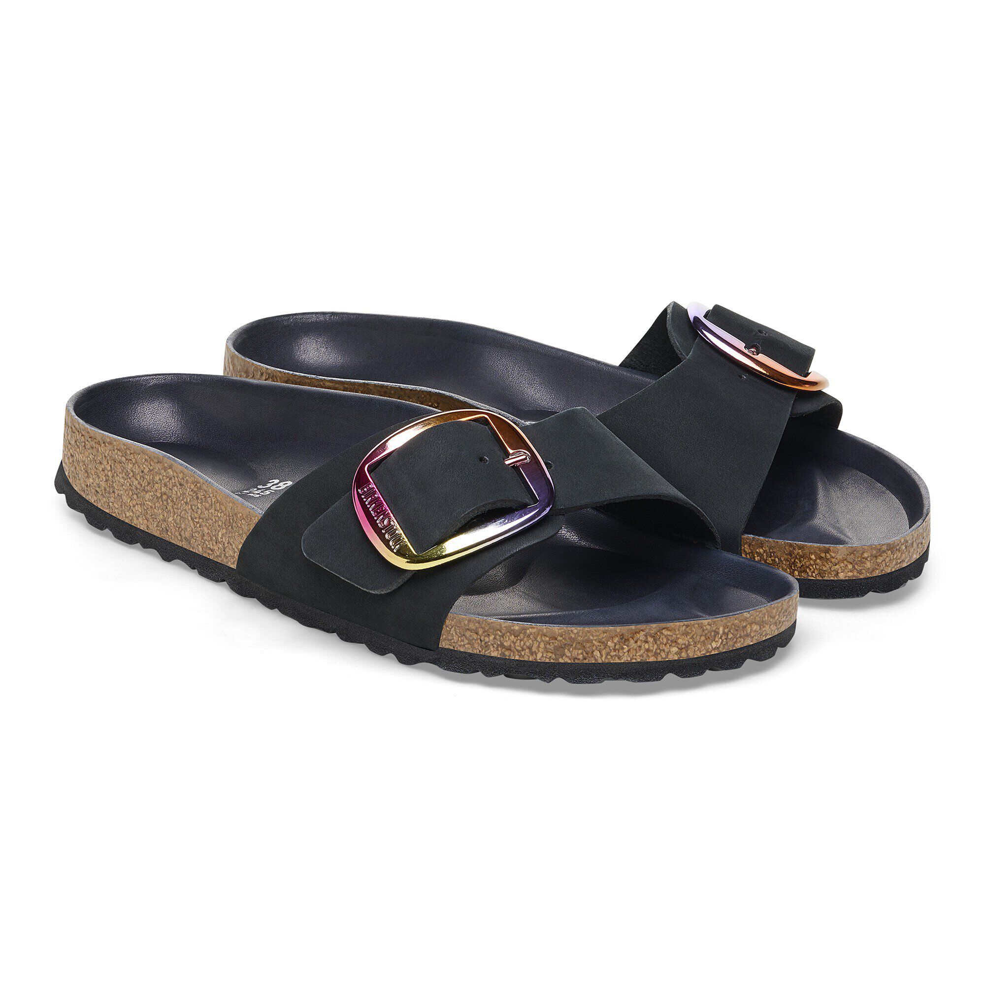 Madrid Big Buckle Nubuck Leather Black - Image 7