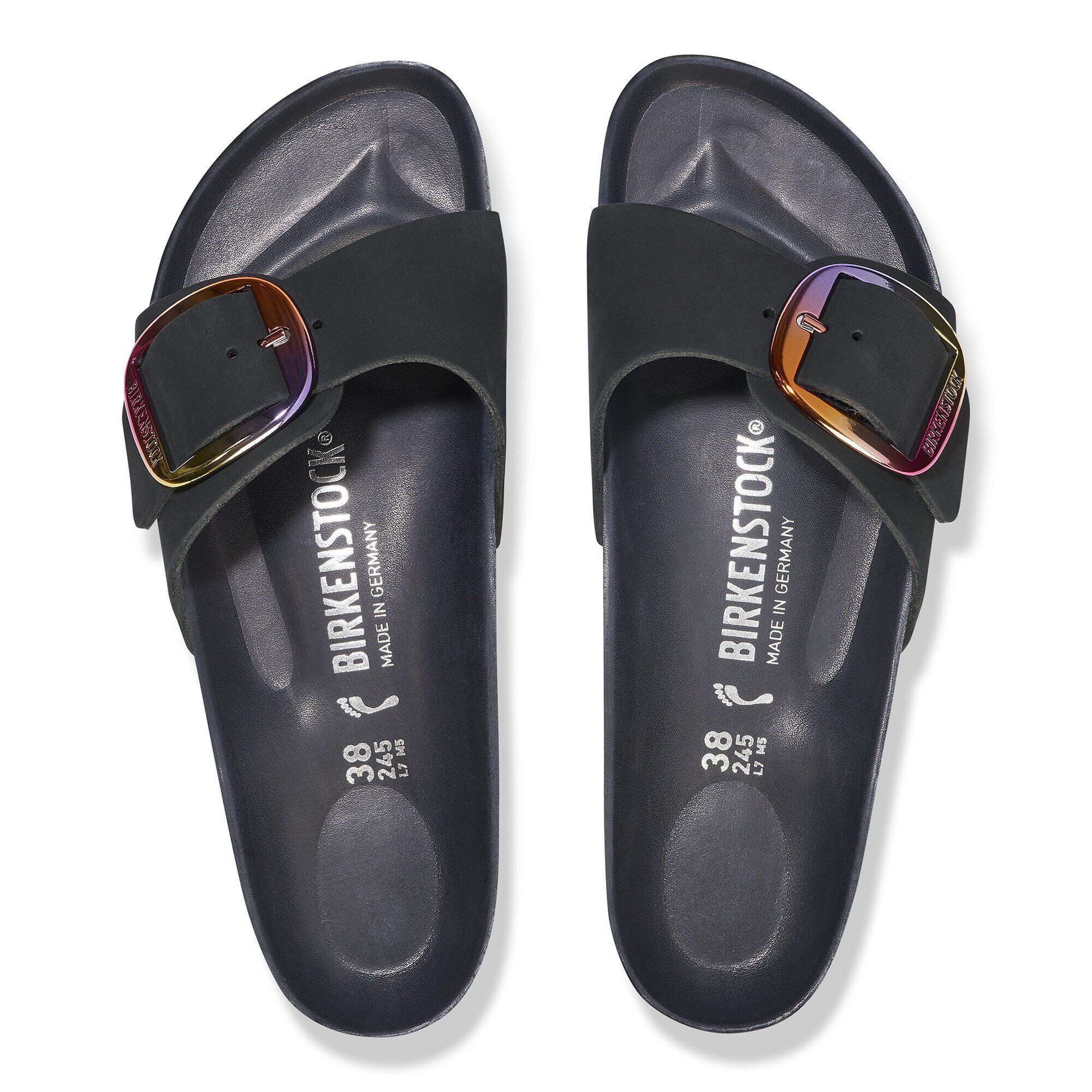 Madrid Big Buckle Nubuck Leather Black - Image 2