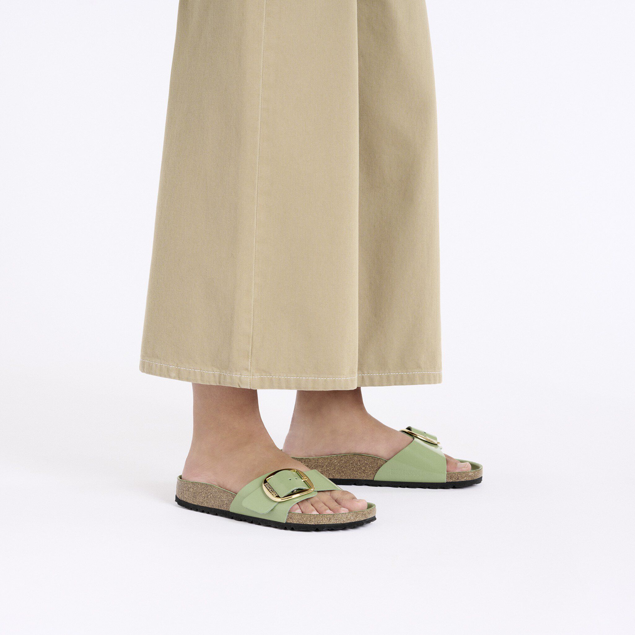 Madrid Big Buckle Natural Leather Patent High-Shine Green Tea - Image 7