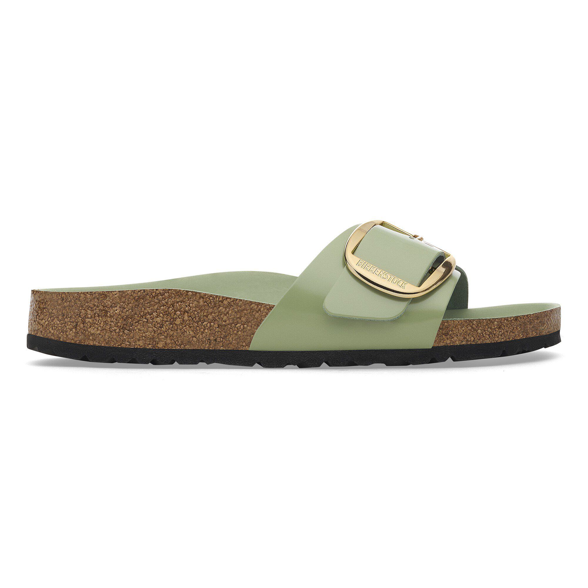 Madrid Big Buckle Natural Leather Patent High-Shine Green Tea - Image 3