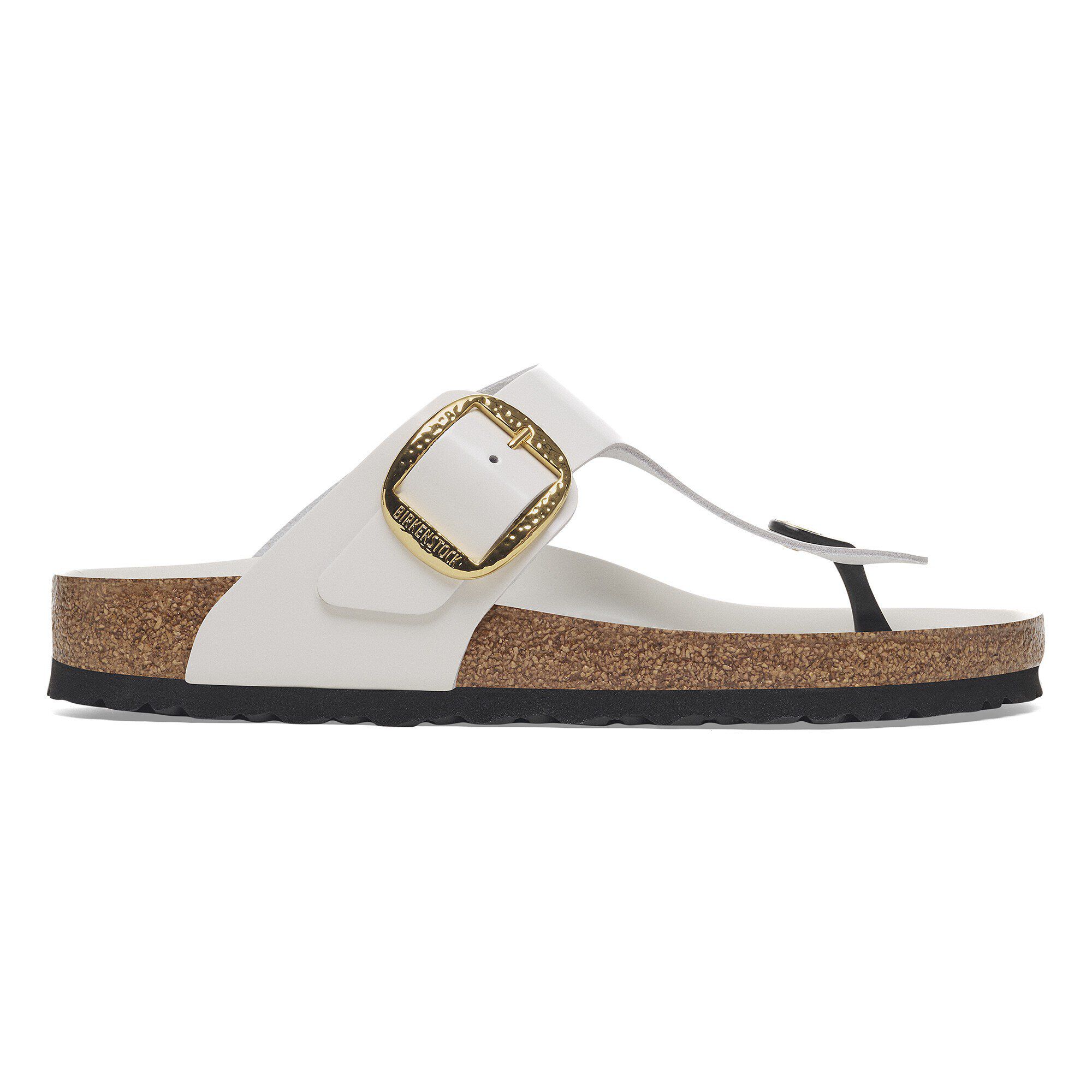 Gizeh Hammered Big Buckle Natural Leather Patent High Shine Antique White - Image 3