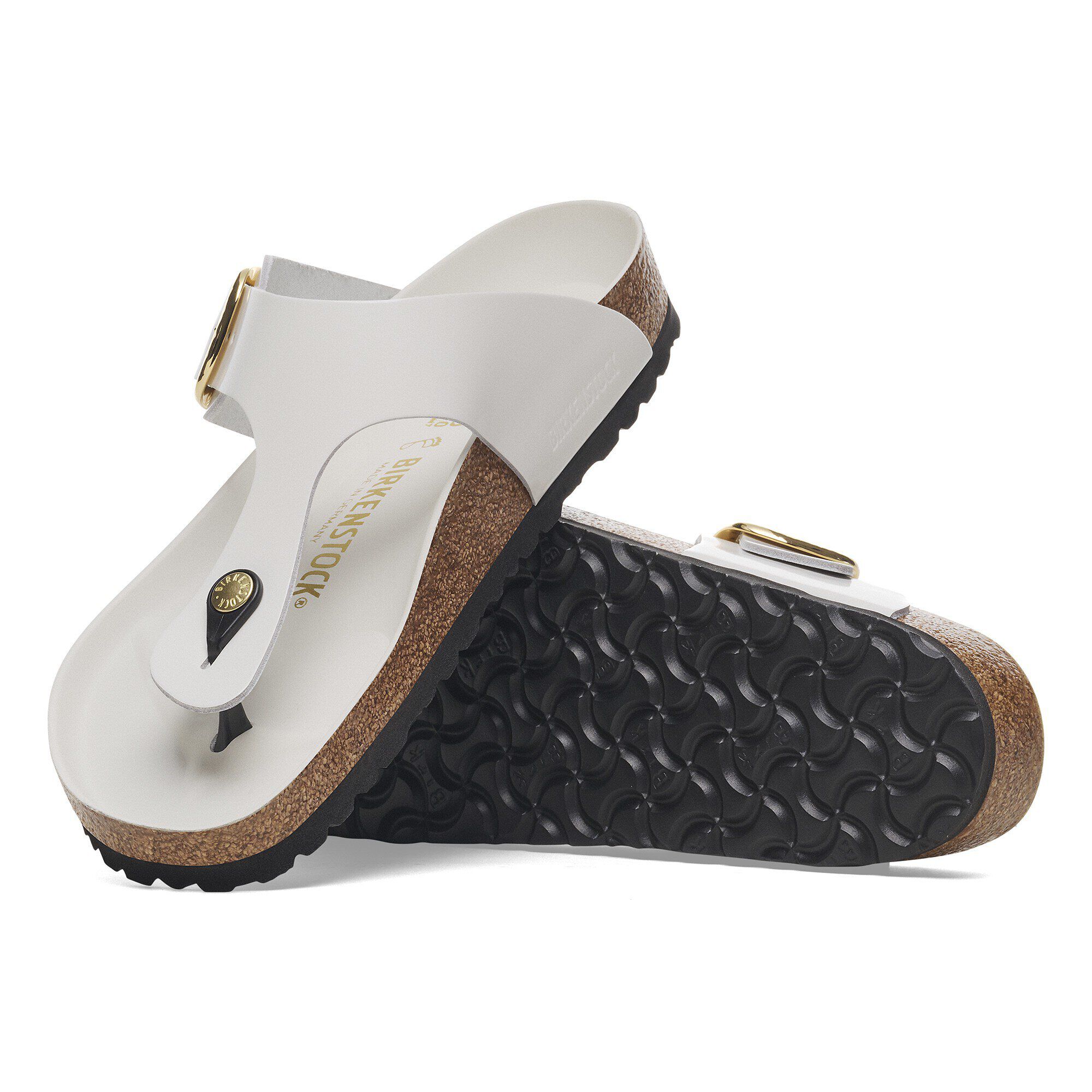 Gizeh Hammered Big Buckle Natural Leather Patent High Shine Antique White - Image 7