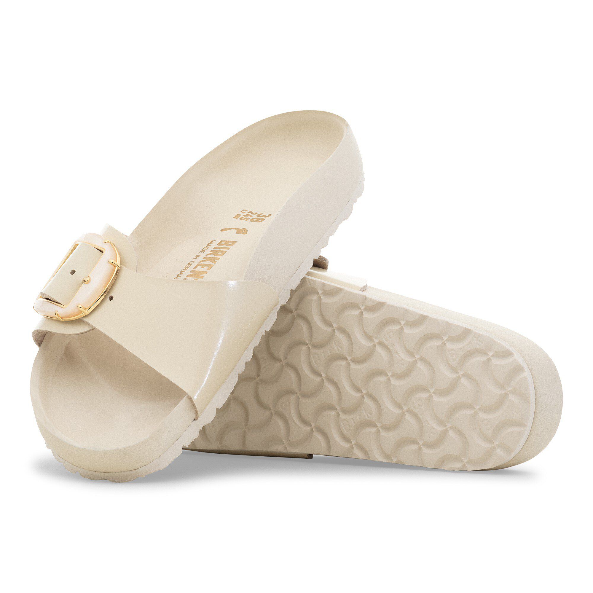Madrid Big Buckle Pearl Natural Leather Patent - Image 6