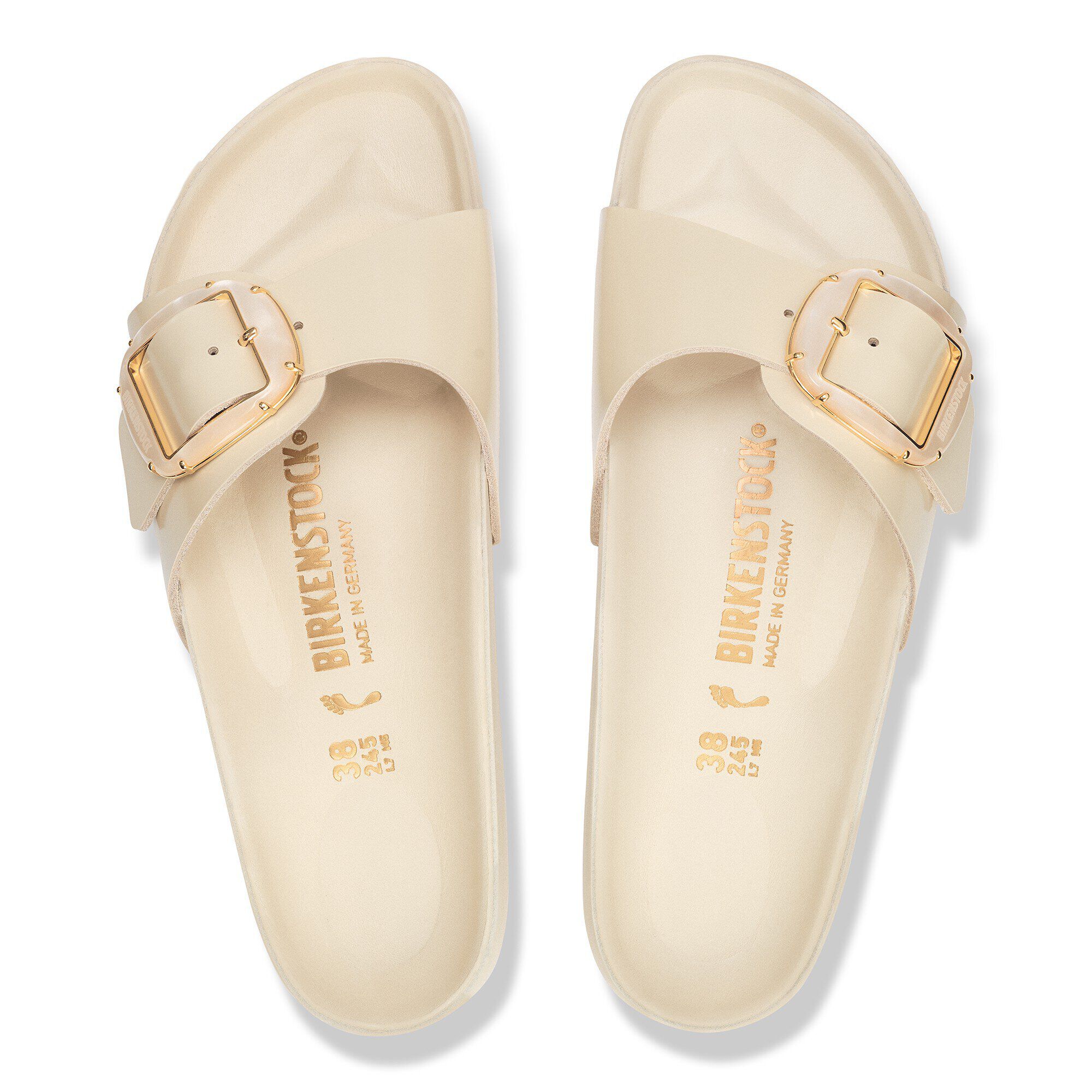 Madrid Big Buckle Pearl Natural Leather Patent - Image 2