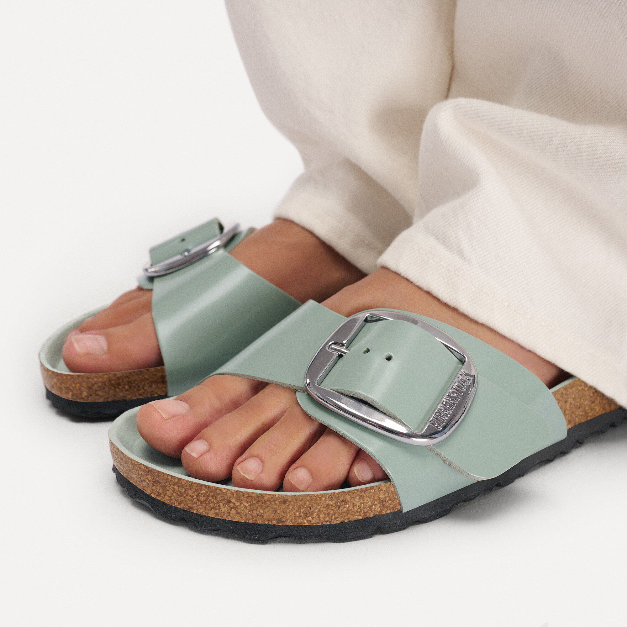 Madrid Big Buckle Natural Leather Patent - Image 5