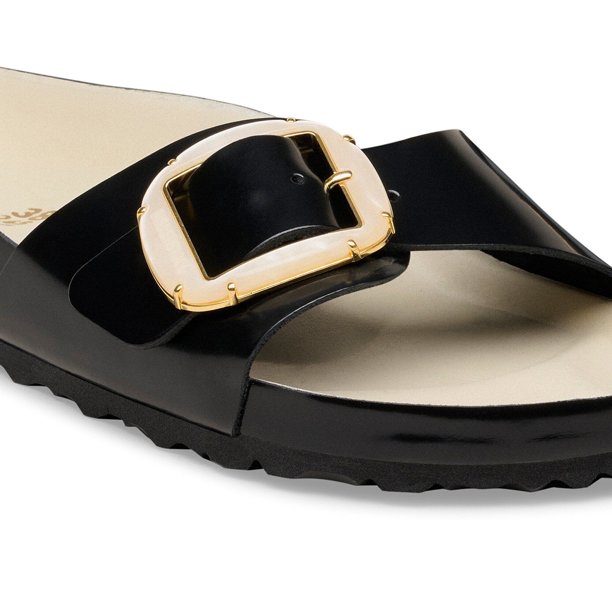 Madrid Big Buckle Pearl Natural Leather Patent - Image 7