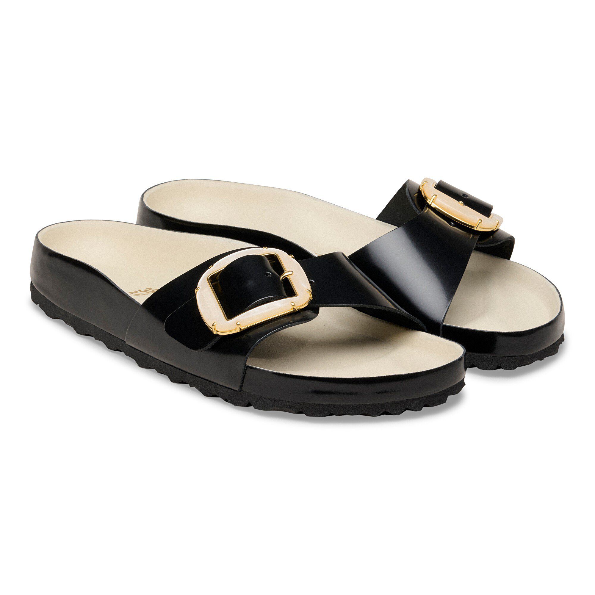 Madrid Big Buckle Pearl Natural Leather Patent - Image 6