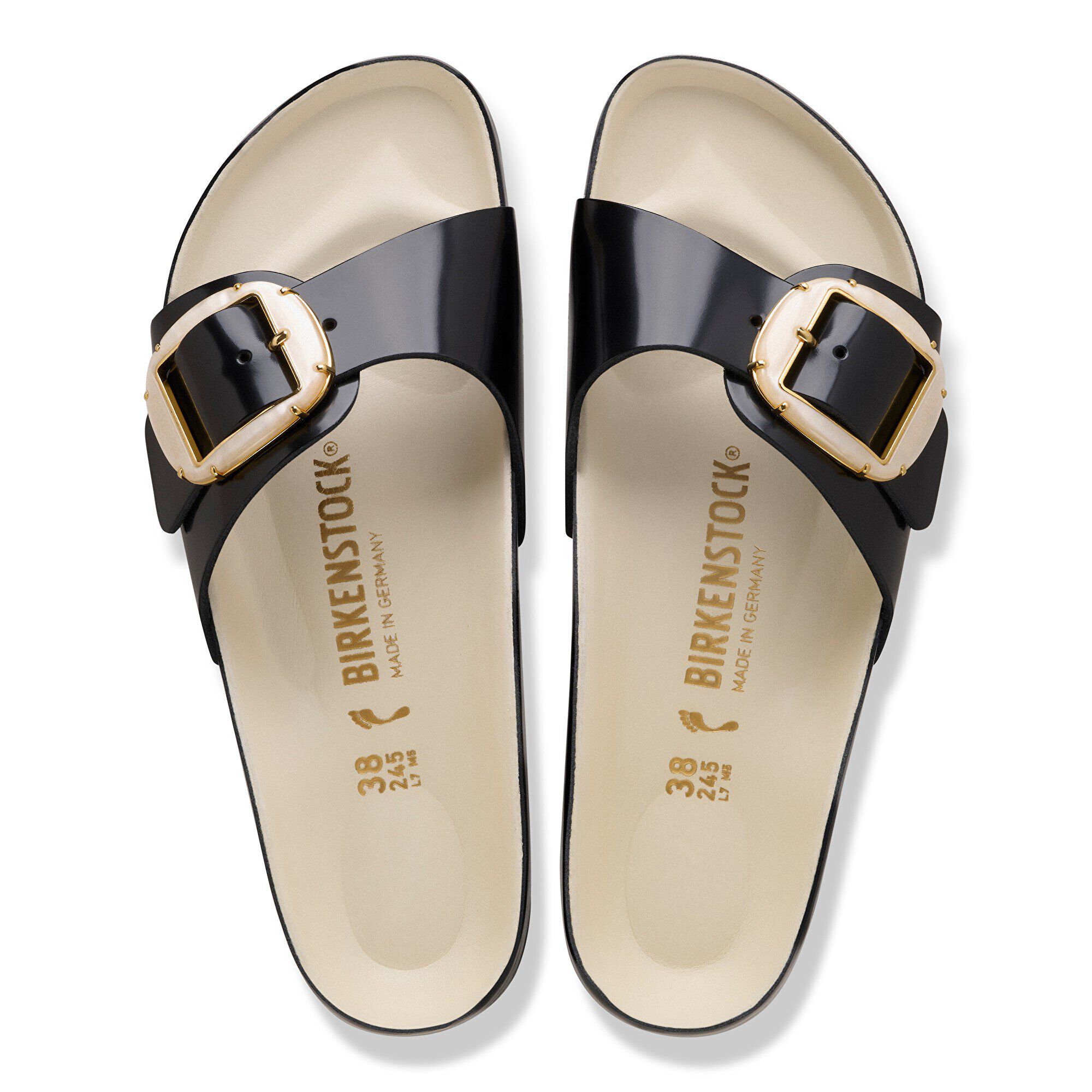 Madrid Big Buckle Pearl Natural Leather Patent - Image 2