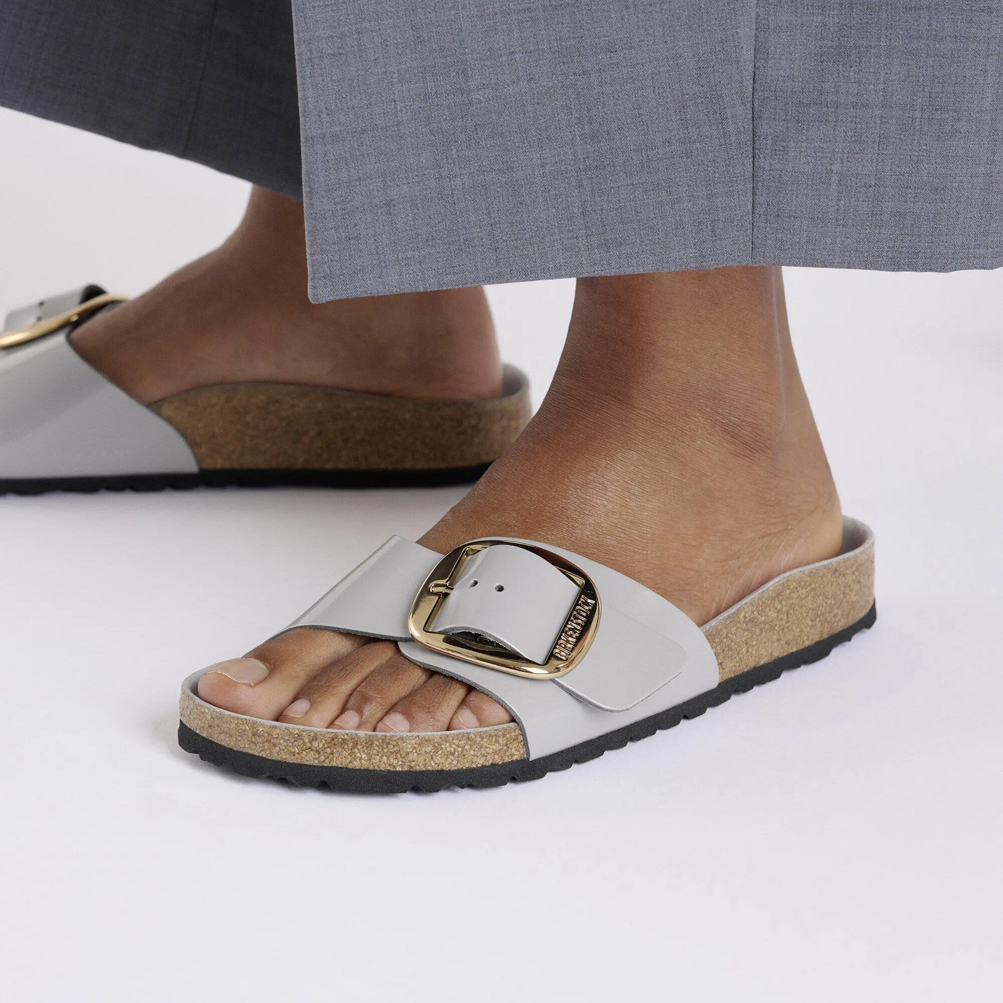 Madrid Big Buckle Natural Leather Patent - Image 6