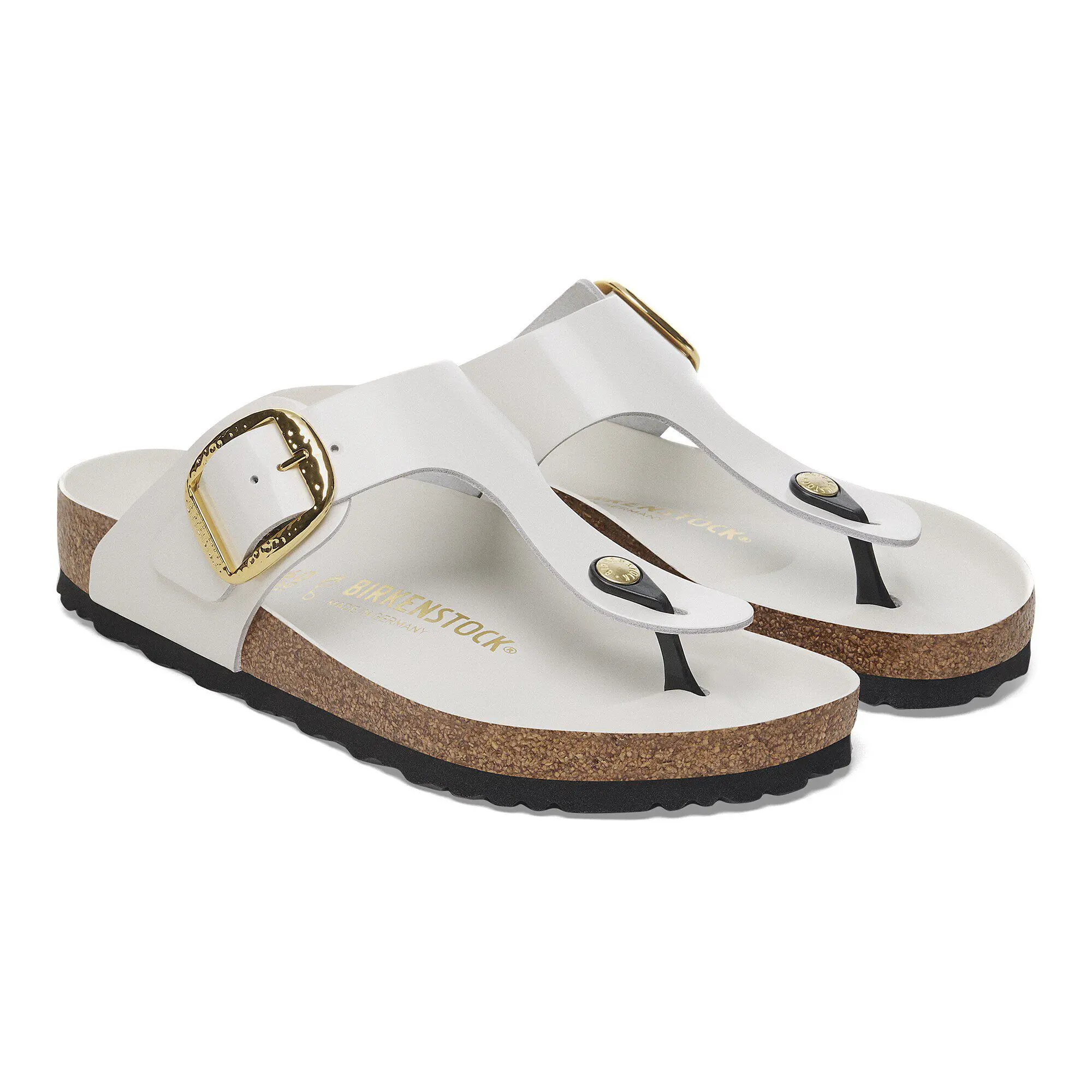 Gizeh Hammered Big Buckle Natural Leather Patent High Shine Antique White - Image 8