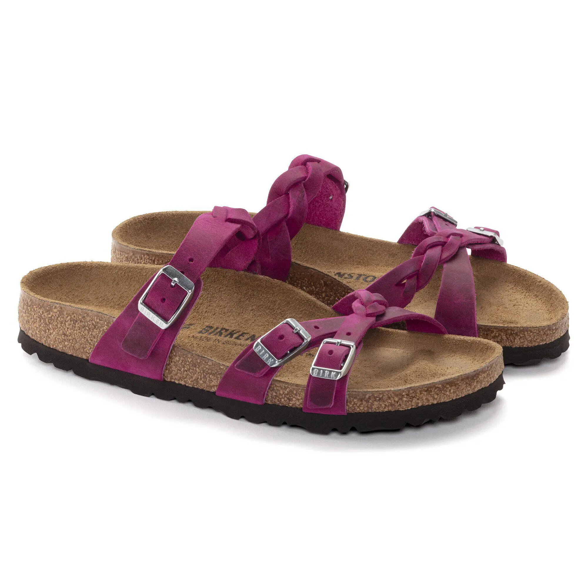 Franca Braided Oiled Leather Festival Fuchsia - Image 4