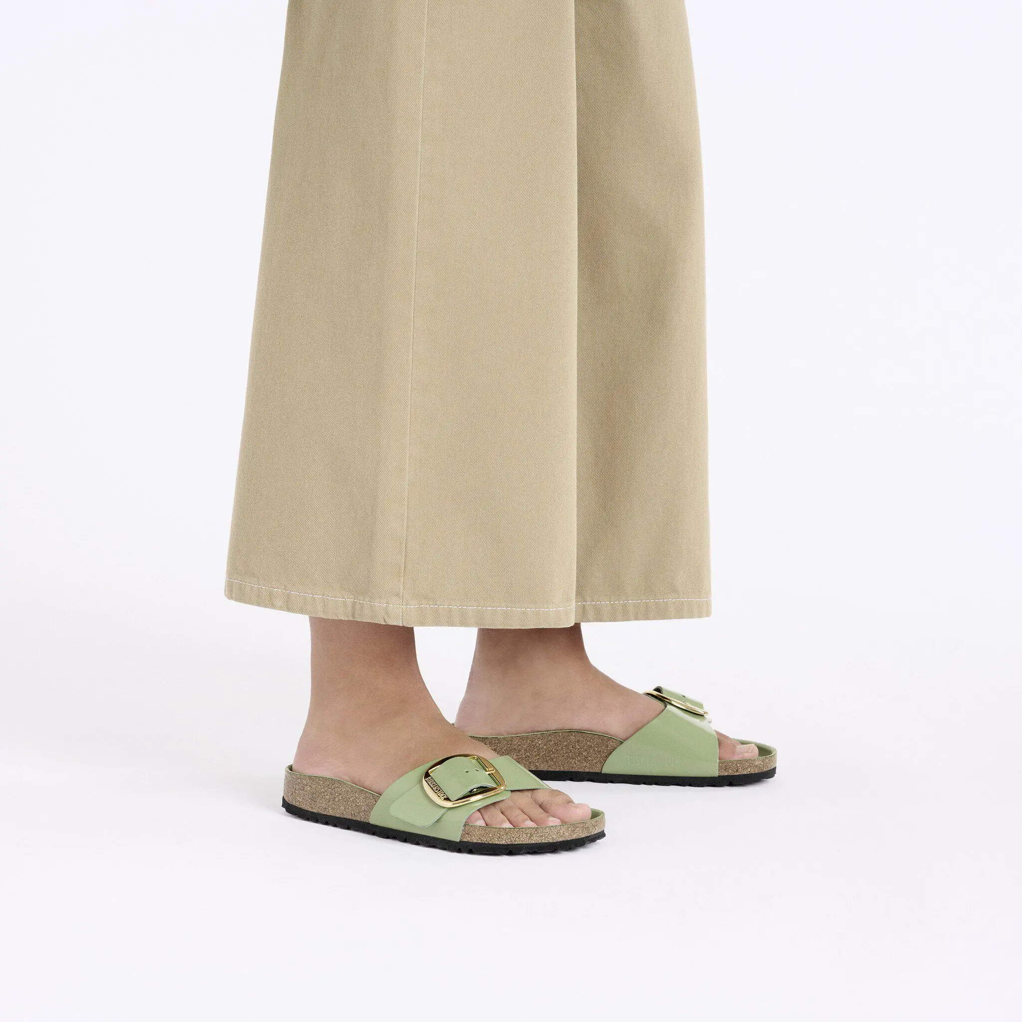 Madrid Big Buckle Natural Leather Patent High-Shine Green Tea - Image 7