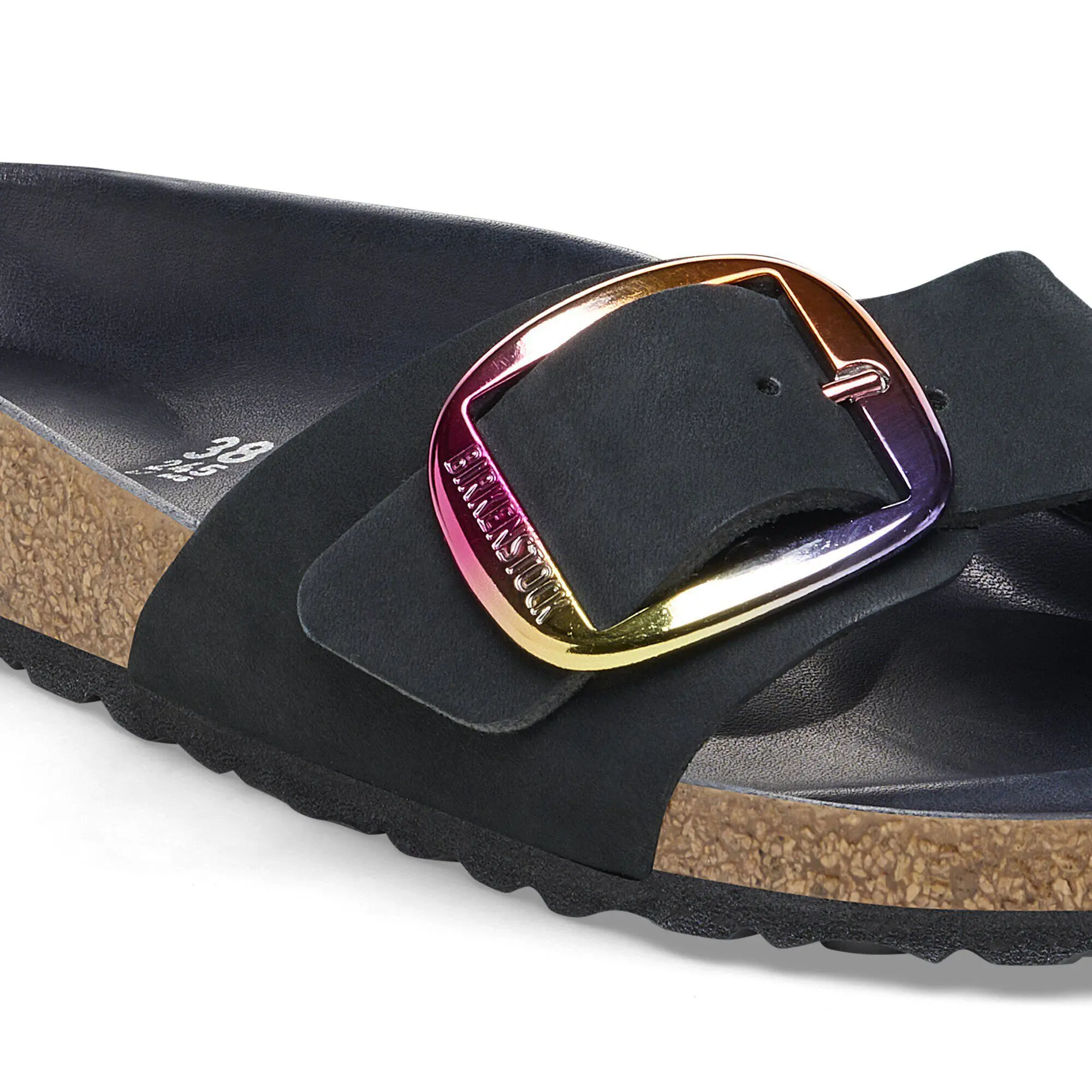 Madrid Big Buckle Nubuck Leather Black - Image 5