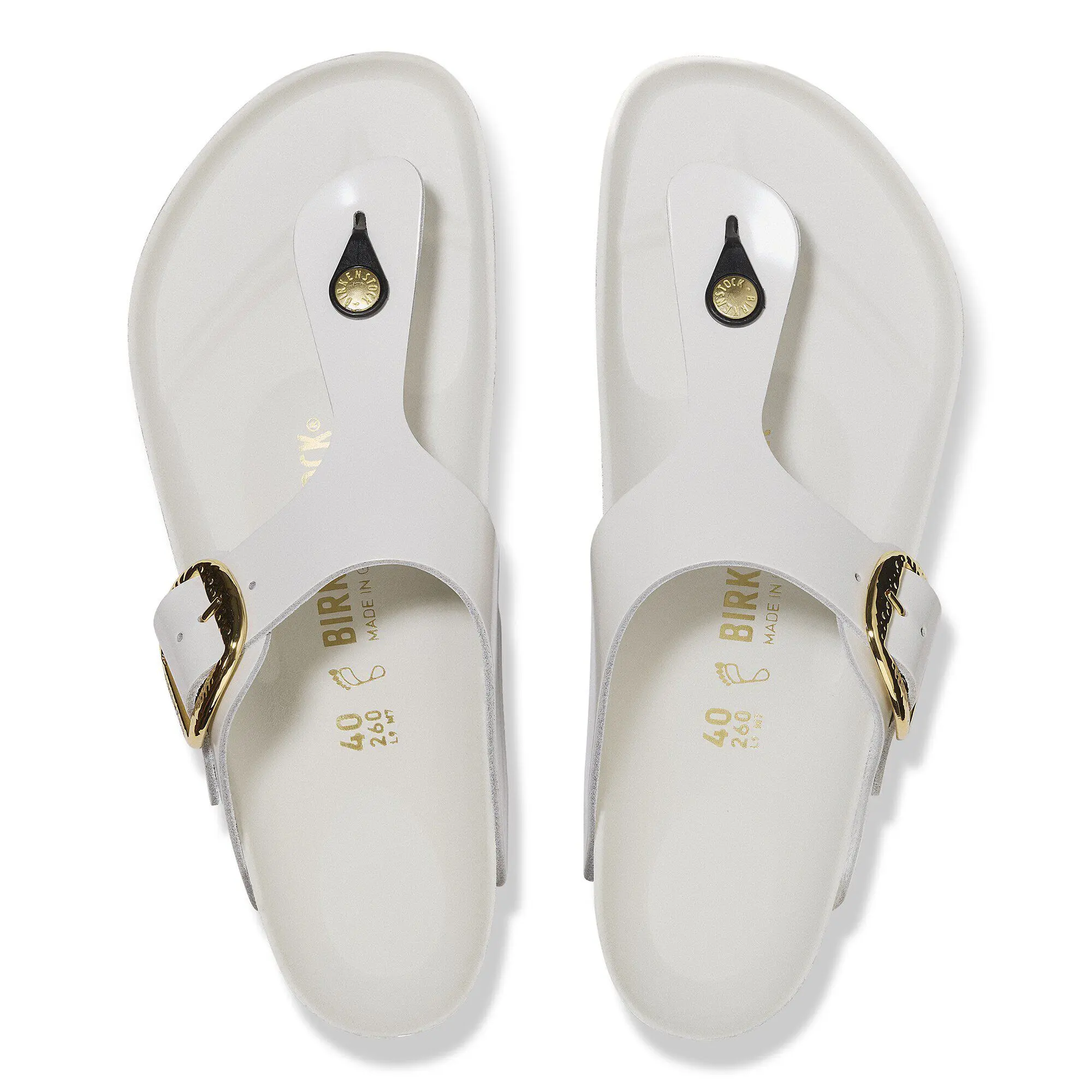 Alternative view of Gizeh Hammered Big Buckle Natural Leather Patent High Shine Antique White